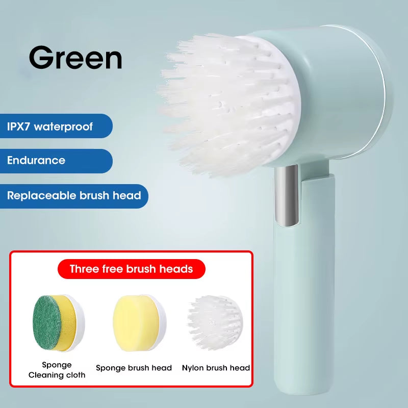 Powerful Electric Spin Scrubber - Cordless Bathroom Cleaning Brush with 5 Versatile Heads