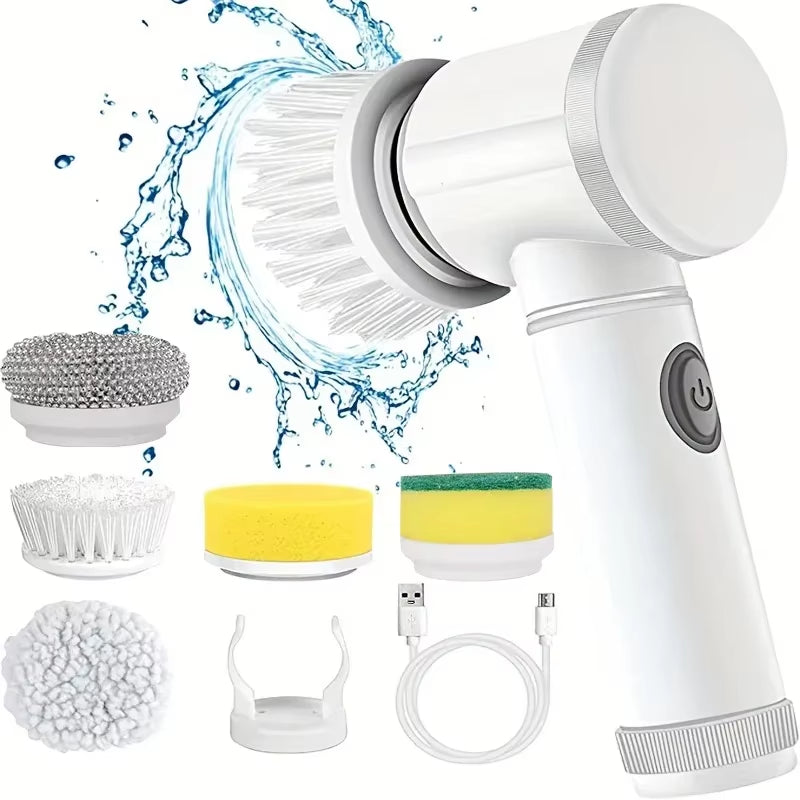 Powerful Electric Spin Scrubber - Cordless Bathroom Cleaning Brush with 5 Versatile Heads