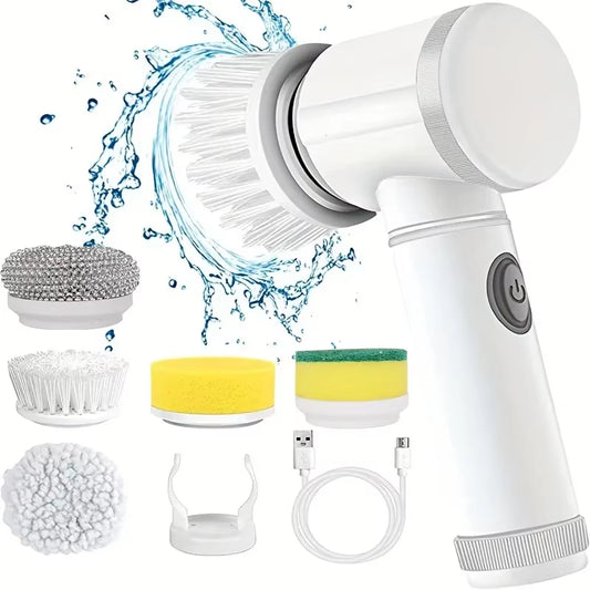 Powerful Electric Spin Scrubber - Cordless Bathroom Cleaning Brush with 5 Versatile Heads