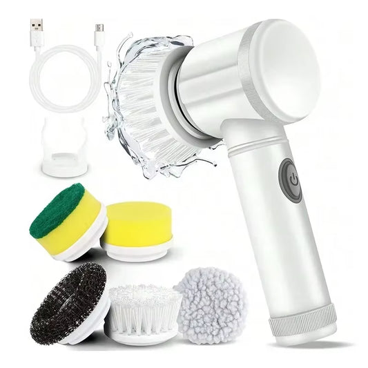 Powerful Electric Spin Scrubber - Cordless Bathroom Cleaning Brush with 5 Versatile Heads