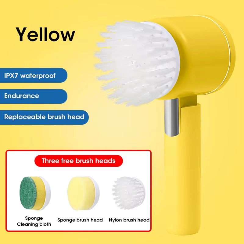 Powerful Electric Spin Scrubber - Cordless Bathroom Cleaning Brush with 5 Versatile Heads