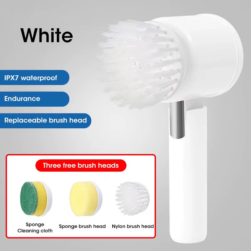 Powerful Electric Spin Scrubber - Cordless Bathroom Cleaning Brush with 5 Versatile Heads